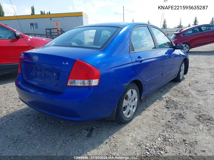 2009 KIA SPECTRA VIN KNAFE221595635287 — фото 4