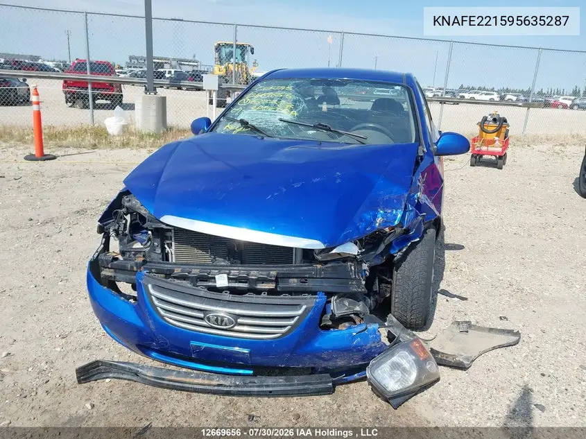 2009 KIA SPECTRA VIN KNAFE221595635287 — фото 6