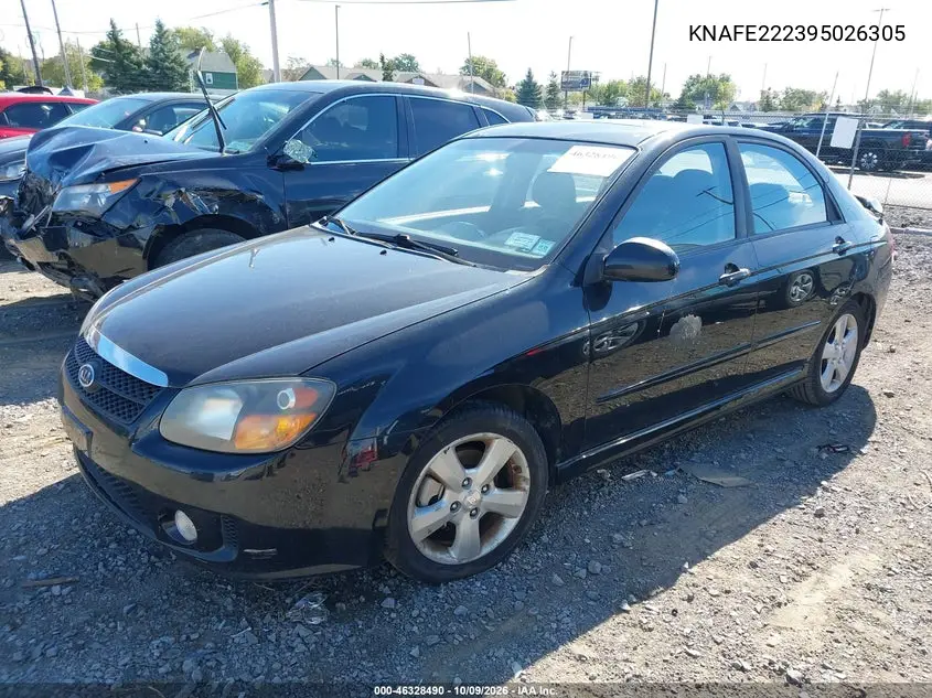 2009 KIA SPECTRA VIN KNAFE222395026305 — фото 2