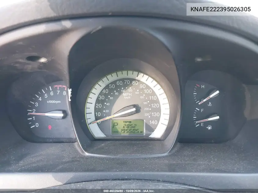 2009 KIA SPECTRA VIN KNAFE222395026305 — фото 7