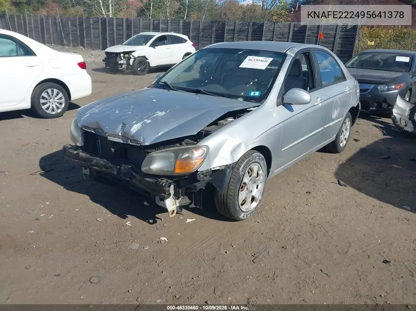 2009 KIA SPECTRA VIN KNAFE222495641378 — фото 2