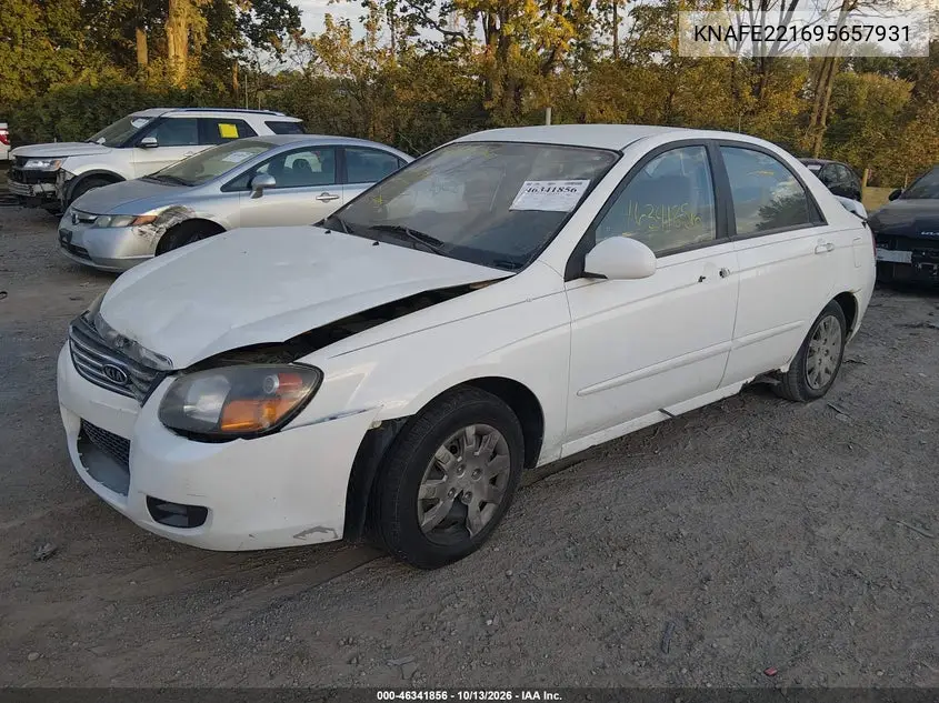 2009 KIA SPECTRA VIN KNAFE221695657931 — фото 2