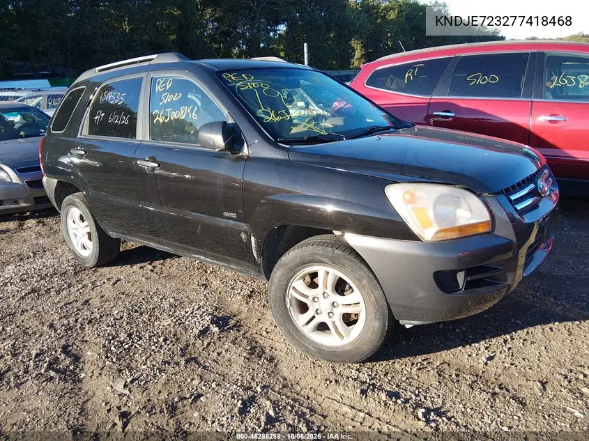 KIA SPORTAGE 2007, VIN KNDJE723277418468