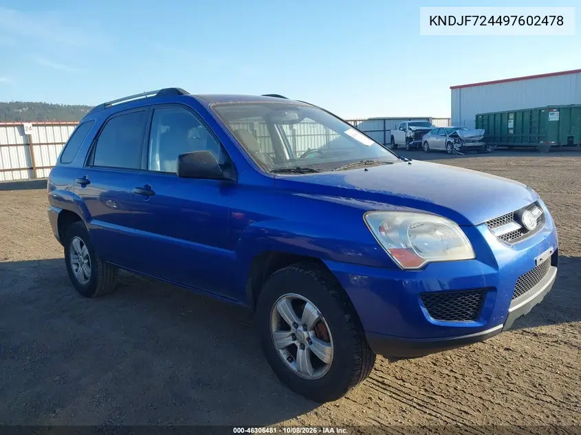KIA SPORTAGE 2009, VIN KNDJF724497602478