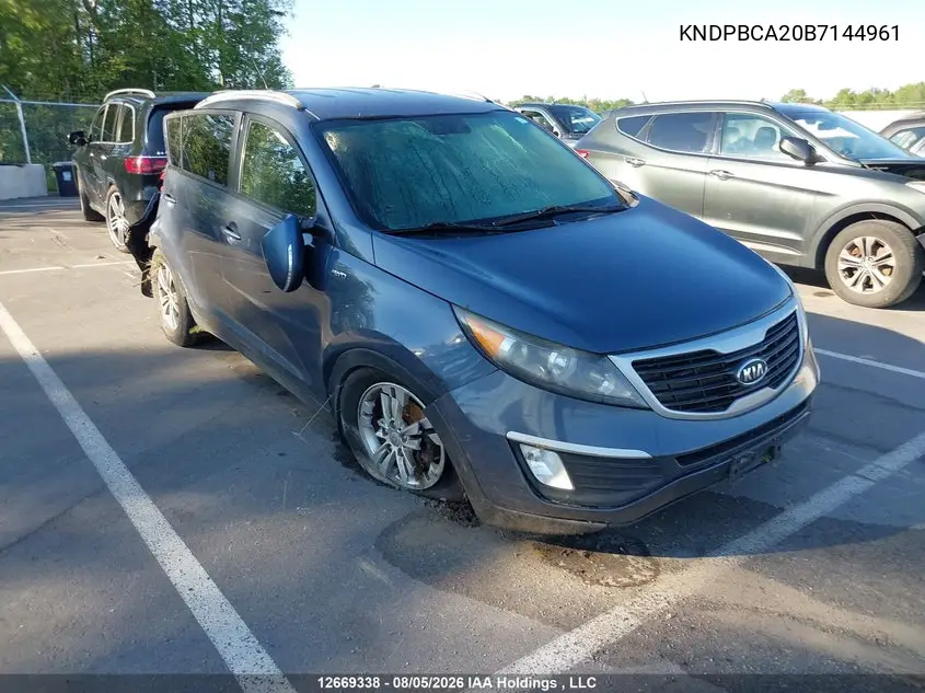 KIA SPORTAGE 2011, VIN KNDPBCA20B7144961