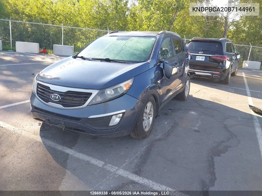 2011 KIA SPORTAGE VIN KNDPBCA20B7144961 — фото 2