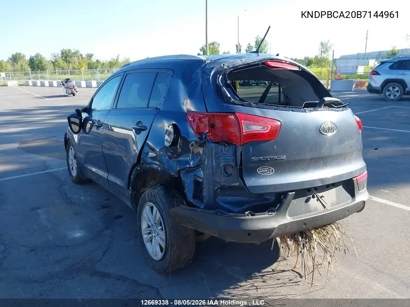 2011 KIA SPORTAGE VIN KNDPBCA20B7144961 — фото 3