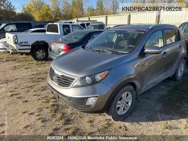 2011 KIA SPORTAGE VIN KNDPBCA28B7108208 — фото 2