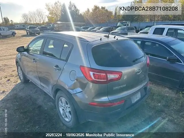 2011 KIA SPORTAGE VIN KNDPBCA28B7108208 — фото 3