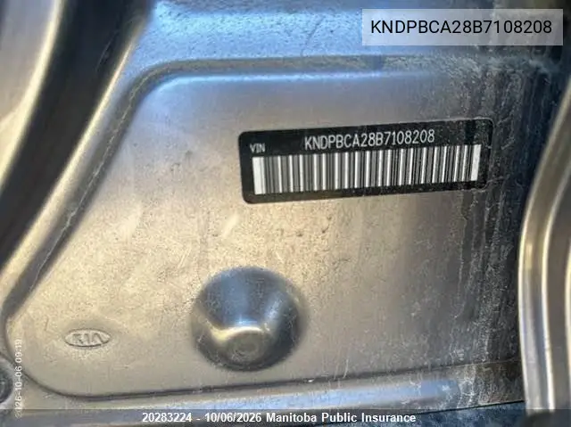 2011 KIA SPORTAGE VIN KNDPBCA28B7108208 — фото 9