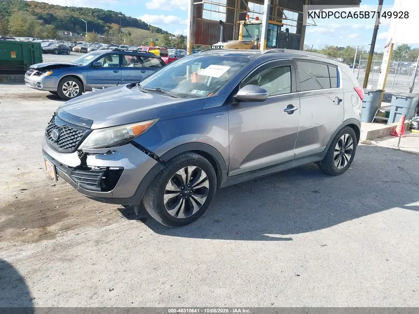 2011 KIA SPORTAGE VIN KNDPCCA65B7149928 — фото 2