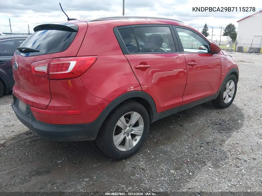 2011 KIA SPORTAGE VIN KNDPBCA29B7115278 — фото 4