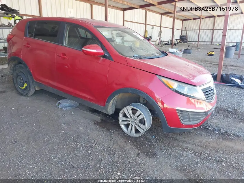 KIA SPORTAGE 2011, VIN KNDPB3A28B7151978