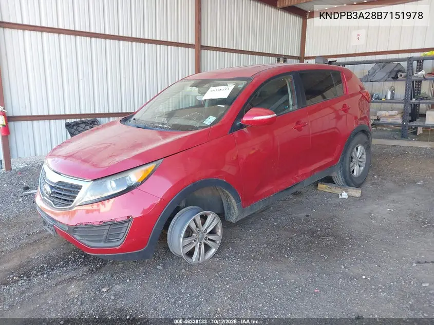 2011 KIA SPORTAGE VIN KNDPB3A28B7151978 — фото 2