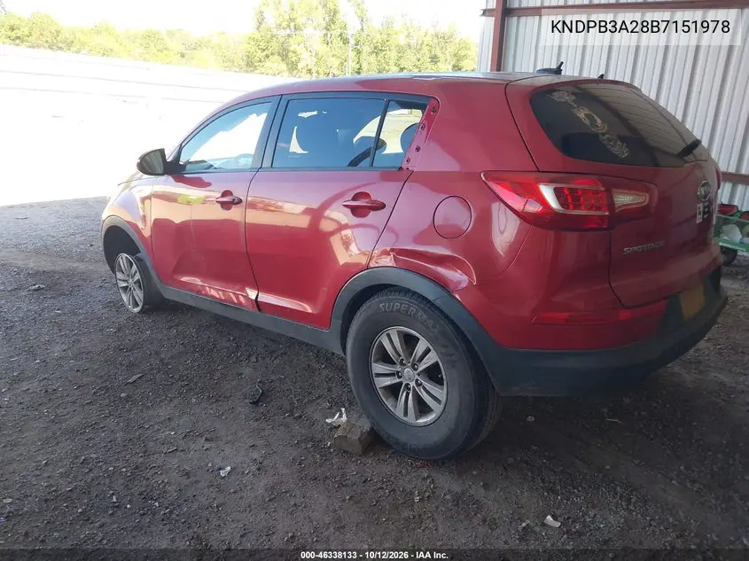 2011 KIA SPORTAGE VIN KNDPB3A28B7151978 — фото 3