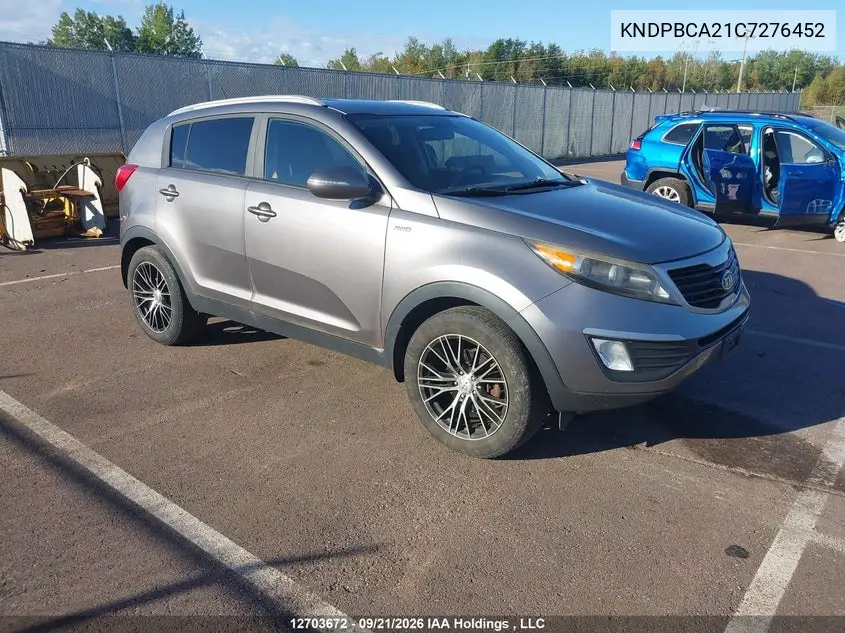 KIA SPORTAGE 2012, VIN KNDPBCA21C7276452