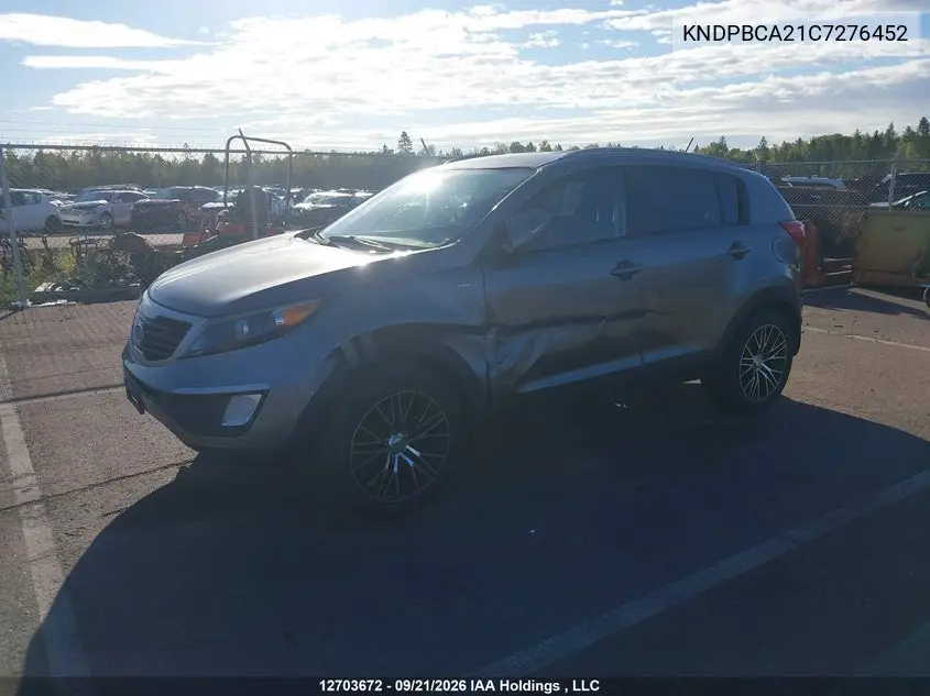 2012 KIA SPORTAGE VIN KNDPBCA21C7276452 — фото 2