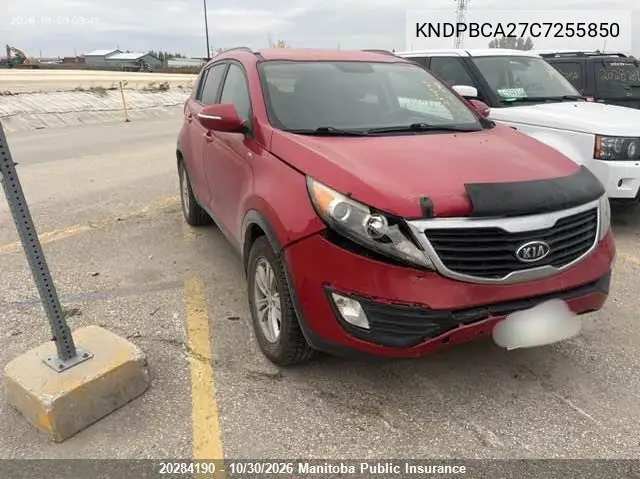 KIA SPORTAGE 2012, VIN KNDPBCA27C7255850