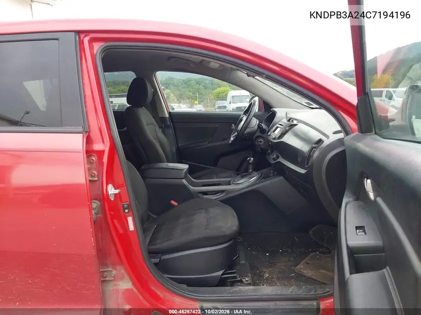 2012 KIA SPORTAGE VIN KNDPB3A24C7194196 — фото 5