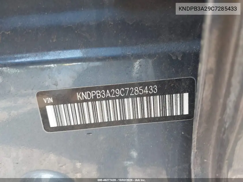 2012 KIA SPORTAGE VIN KNDPB3A29C7285433 — фото 9