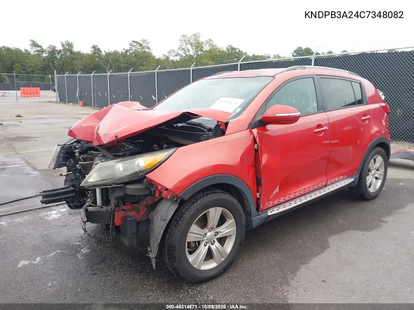 2012 KIA SPORTAGE VIN KNDPB3A24C7348082 — фото 2