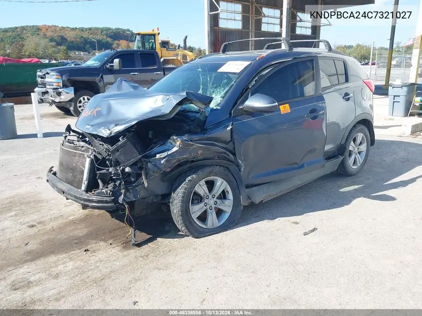 2012 KIA SPORTAGE VIN KNDPBCA24C7321027 — фото 2
