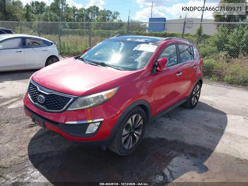 2012 KIA SPORTAGE VIN KNDPCCA66C7189971 — фото 2