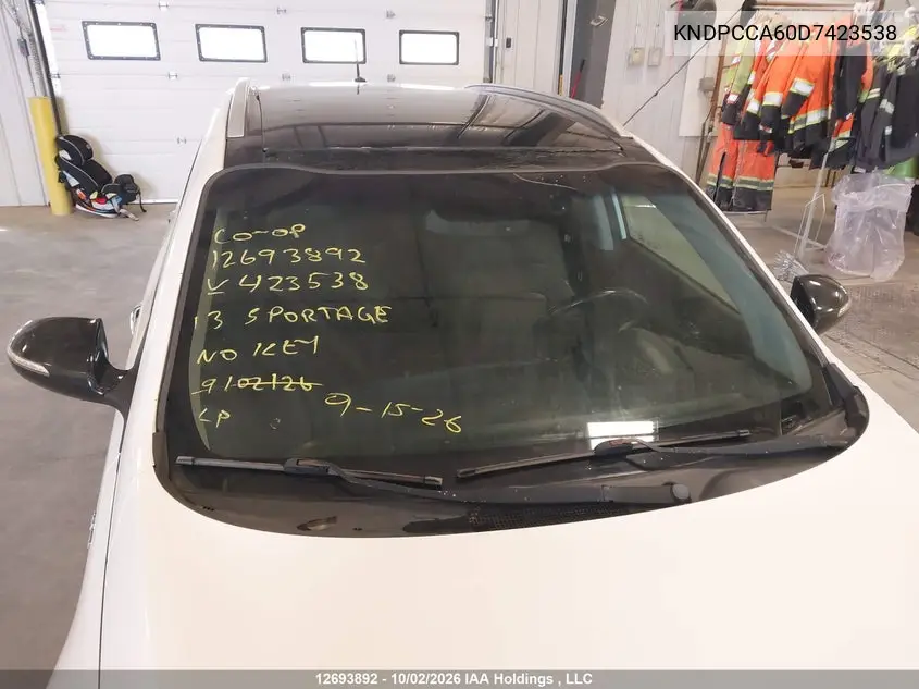 2013 KIA SPORTAGE VIN KNDPCCA60D7423538 — фото 17