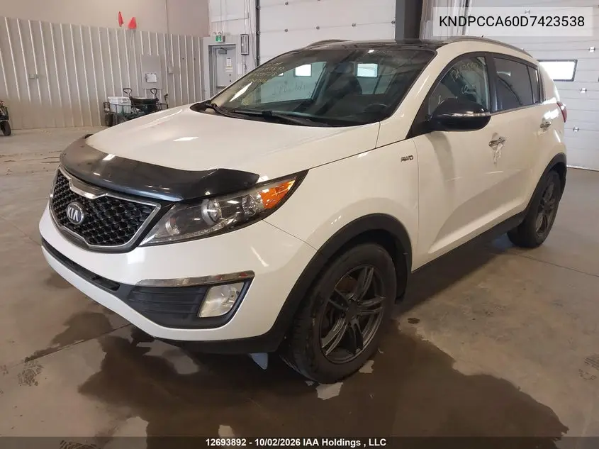 2013 KIA SPORTAGE VIN KNDPCCA60D7423538 — фото 2