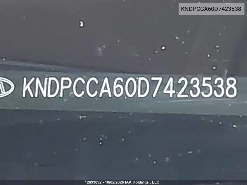 2013 KIA SPORTAGE VIN KNDPCCA60D7423538 — фото 9