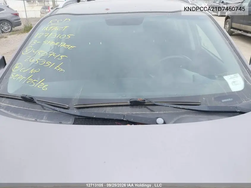 2013 KIA SPORTAGE VIN KNDPCCA21D7450745 — фото 17