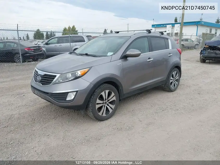 2013 KIA SPORTAGE VIN KNDPCCA21D7450745 — фото 2
