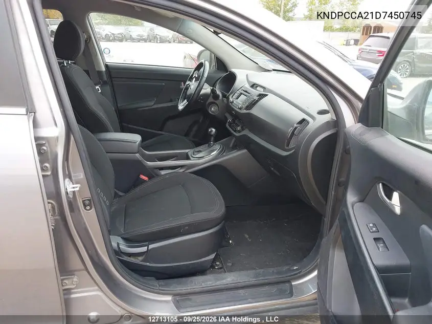 2013 KIA SPORTAGE VIN KNDPCCA21D7450745 — фото 5