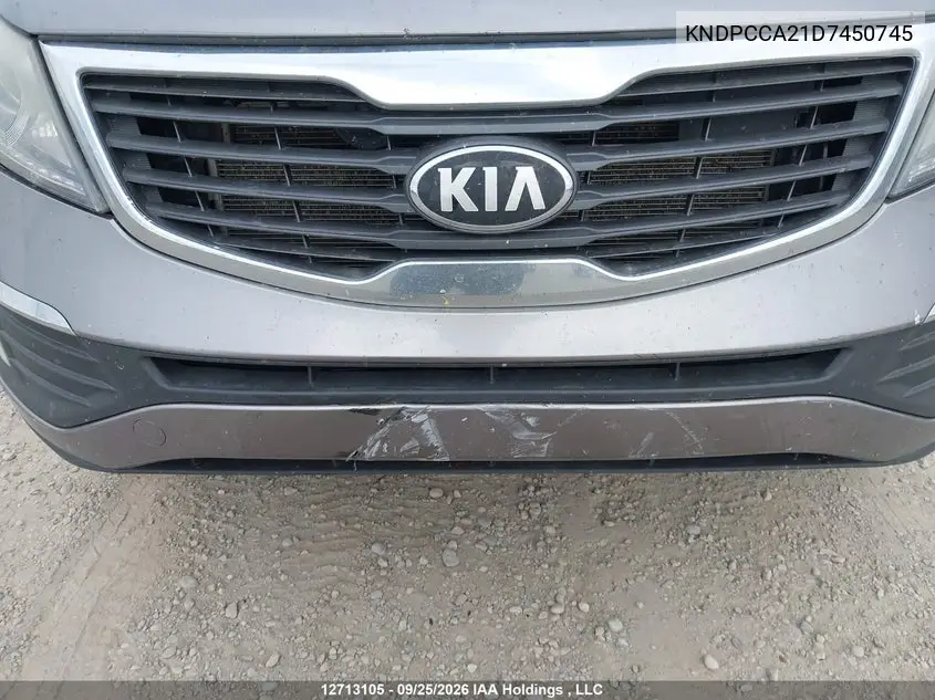 2013 KIA SPORTAGE VIN KNDPCCA21D7450745 — фото 6