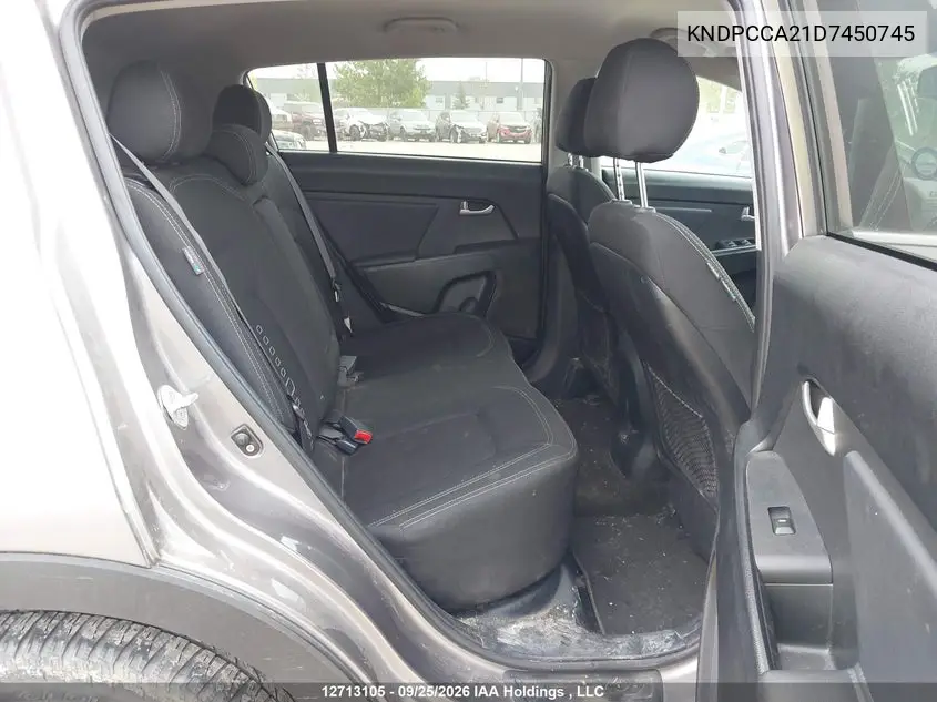 2013 KIA SPORTAGE VIN KNDPCCA21D7450745 — фото 8