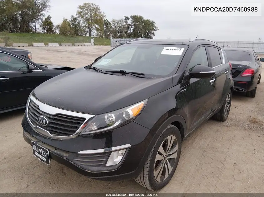 2013 KIA SPORTAGE VIN KNDPCCA20D7460988 — фото 2