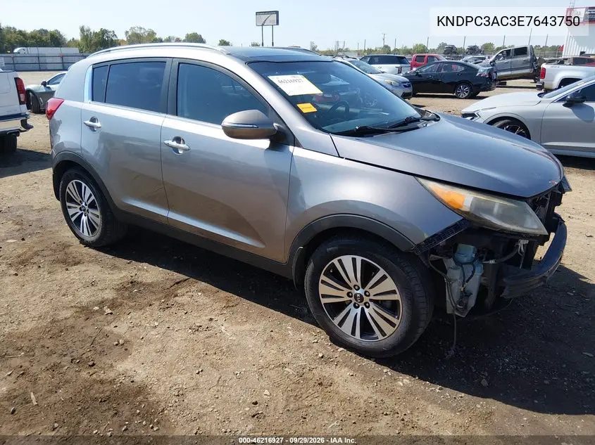KIA SPORTAGE 2014, VIN KNDPC3AC3E7643750