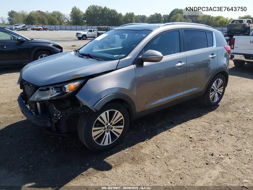 2014 KIA SPORTAGE VIN KNDPC3AC3E7643750 — фото 2