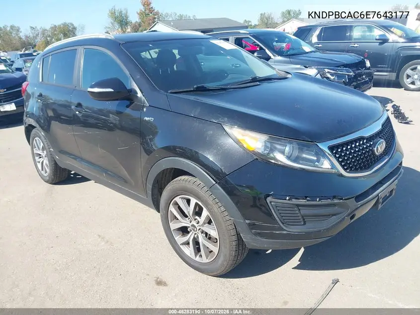 KIA SPORTAGE 2014, VIN KNDPBCAC6E7643177
