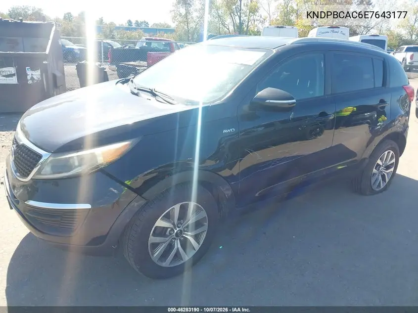 2014 KIA SPORTAGE VIN KNDPBCAC6E7643177 — фото 2