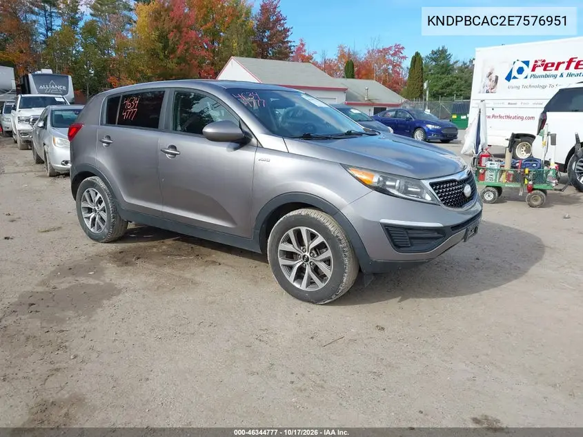 KIA SPORTAGE 2014, VIN KNDPBCAC2E7576951