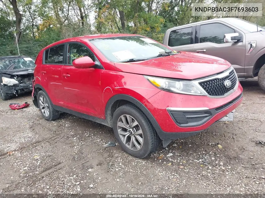 KIA SPORTAGE 2015, VIN KNDPB3AC3F7693603
