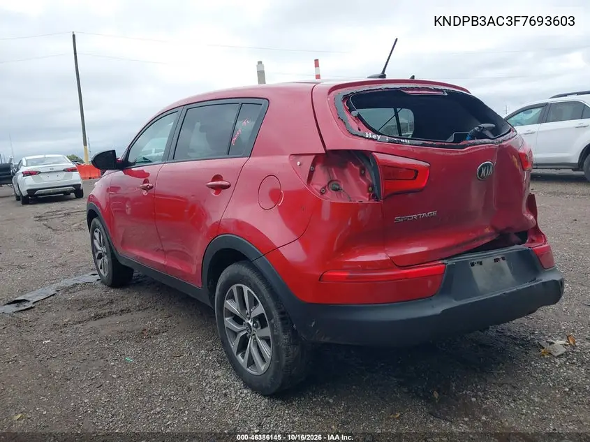 2015 KIA SPORTAGE VIN KNDPB3AC3F7693603 — фото 3