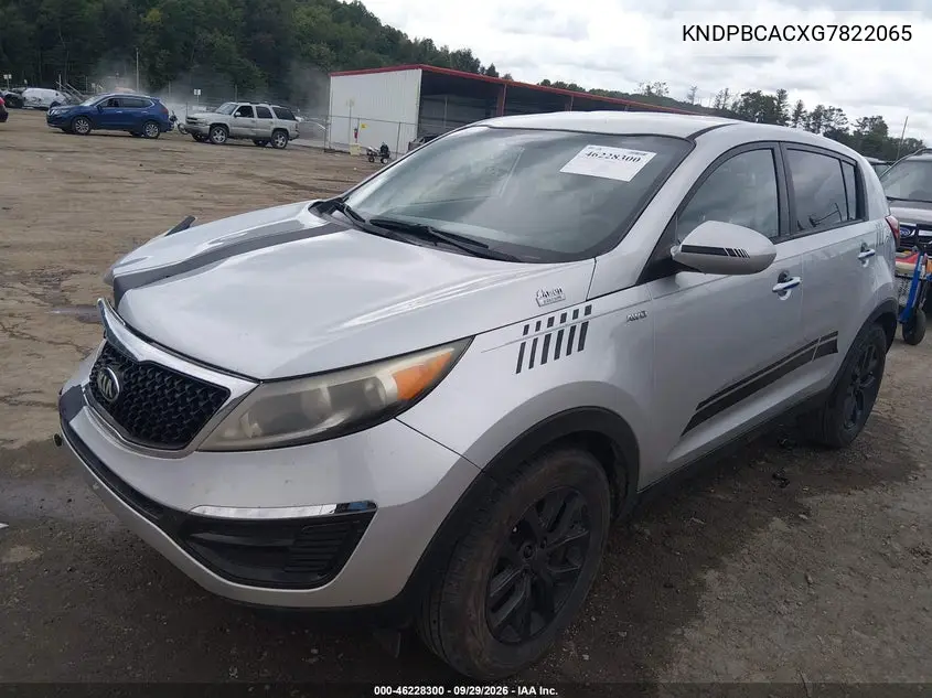 2016 KIA SPORTAGE VIN KNDPBCACXG7822065 — фото 2