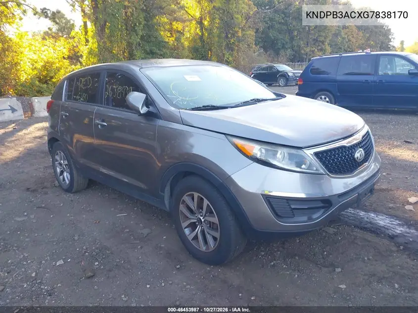 KIA SPORTAGE 2016, VIN KNDPB3ACXG7838170
