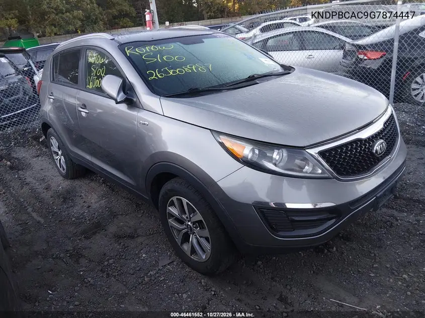 KIA SPORTAGE 2016, VIN KNDPBCAC9G7874447