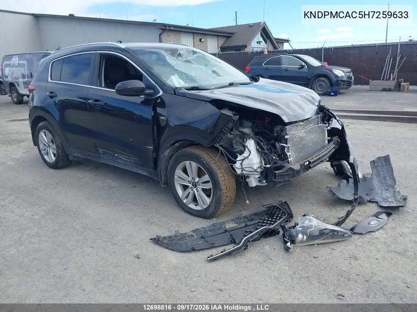 KIA SPORTAGE 2017, VIN KNDPMCAC5H7259633