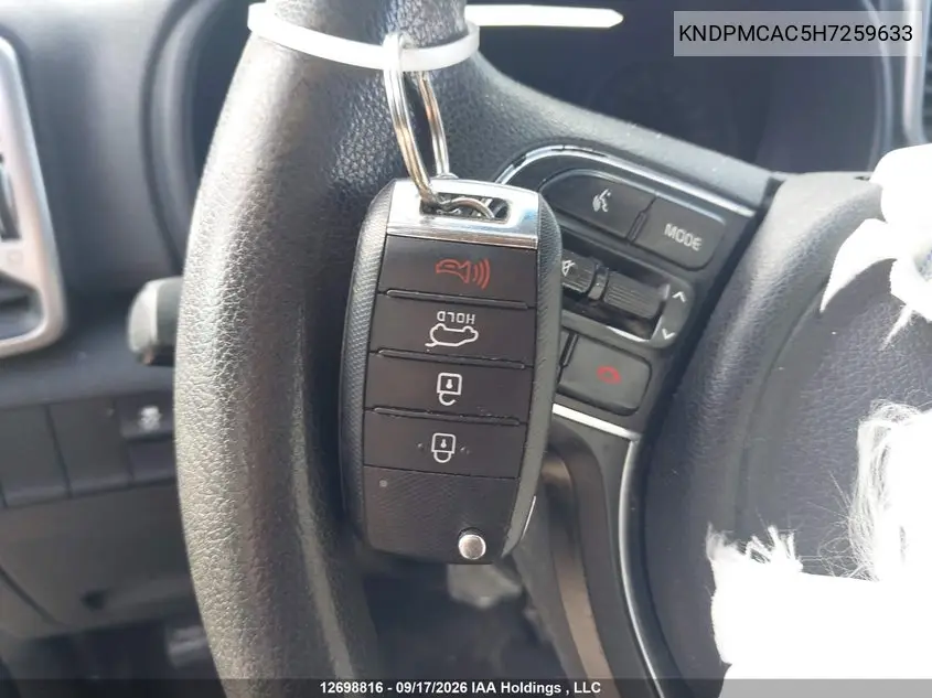 2017 KIA SPORTAGE VIN KNDPMCAC5H7259633 — фото 10
