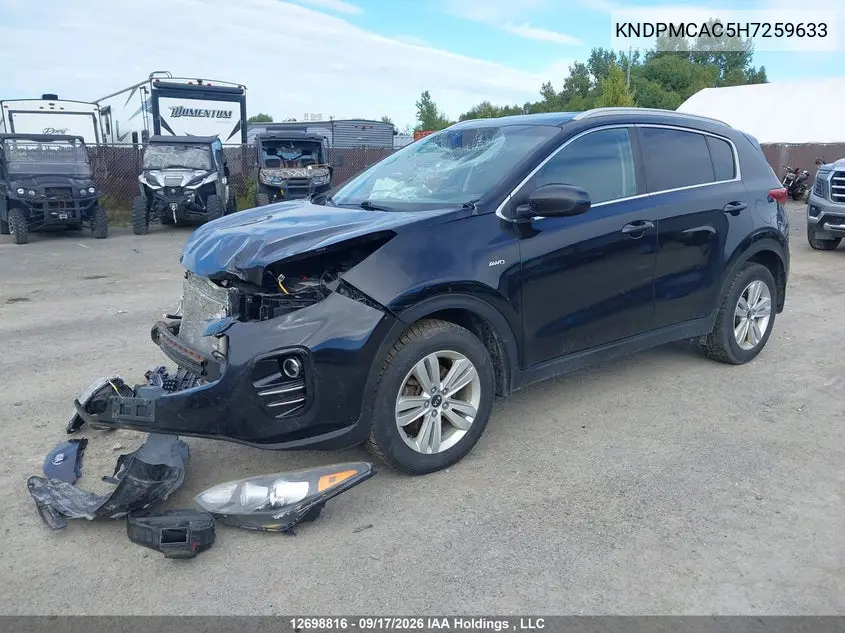 2017 KIA SPORTAGE VIN KNDPMCAC5H7259633 — фото 2