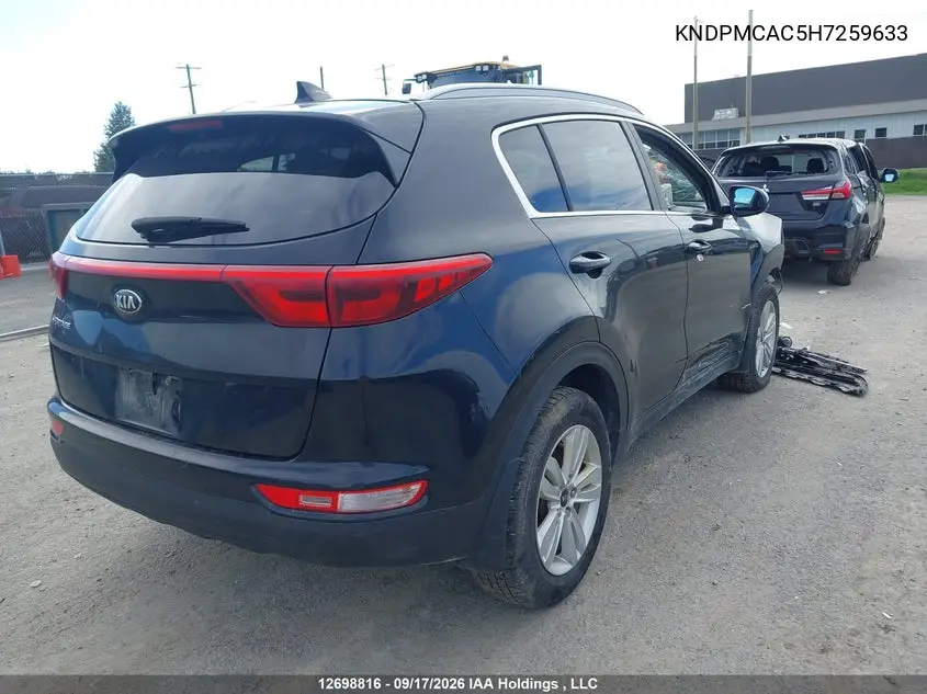 2017 KIA SPORTAGE VIN KNDPMCAC5H7259633 — фото 4